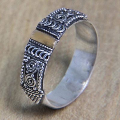 Alternate image for Handcrafted Silver Ring from Bali with 18k Gold Accent Beautiful Enigma