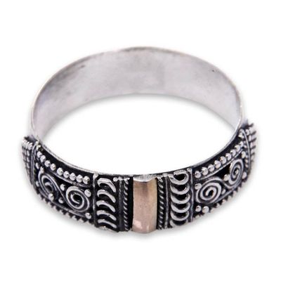 Alternate image for Handcrafted Silver Ring from Bali with 18k Gold Accent Beautiful Enigma