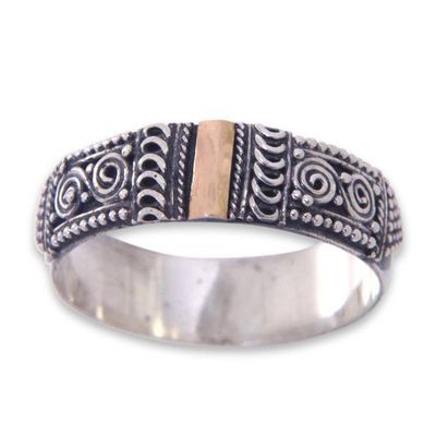 Alternate image for Handcrafted Silver Ring from Bali with 18k Gold Accent Beautiful Enigma