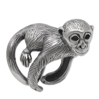 Alternate image for 925 Sterling Silver Monkey Wrap Ring from Indonesia Amusing Monkey