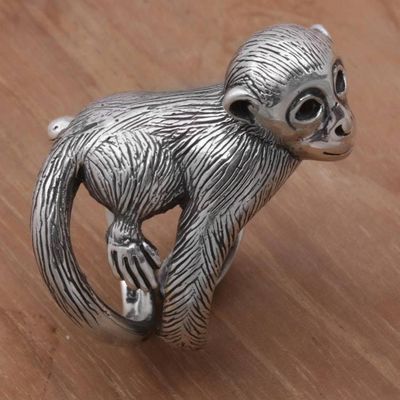 Alternate image for 925 Sterling Silver Monkey Wrap Ring from Indonesia Amusing Monkey