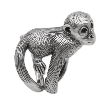 Alternate image for 925 Sterling Silver Monkey Wrap Ring from Indonesia Amusing Monkey