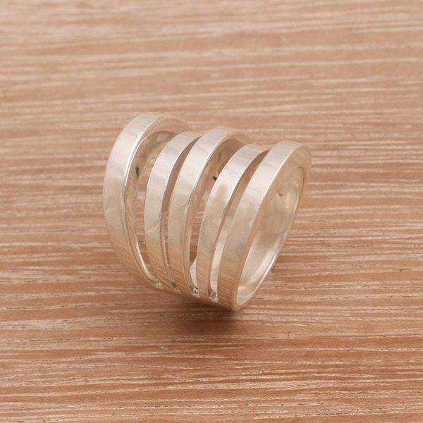 Alternate image for Modern Sterling Silver Band Ring High Five