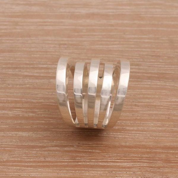 Alternate image for Modern Sterling Silver Band Ring High Five
