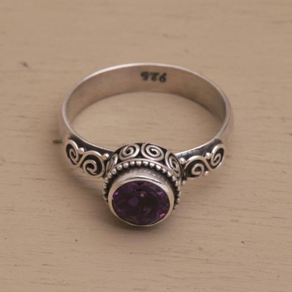 Alternate image for Amethyst Single Stone Ring in Sterling Silver Shadow Of The Crown
