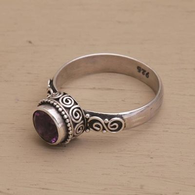 Alternate image for Amethyst Single Stone Ring in Sterling Silver Shadow Of The Crown