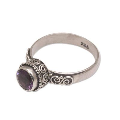 Alternate image for Amethyst Single Stone Ring in Sterling Silver Shadow Of The Crown