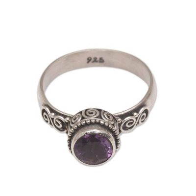 Alternate image for Amethyst Single Stone Ring in Sterling Silver Shadow Of The Crown