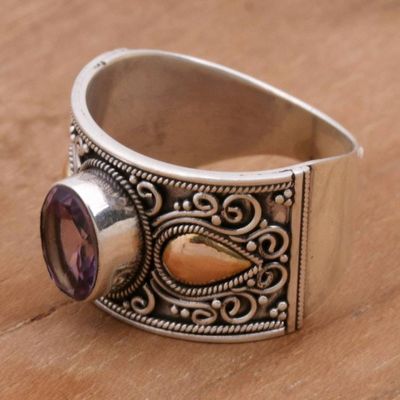 Alternate image for Gold Accent Amethyst and 925 Sterling Silver Ring from Bali Cantik Sparkle