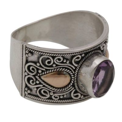 Alternate image for Gold Accent Amethyst and 925 Sterling Silver Ring from Bali Cantik Sparkle
