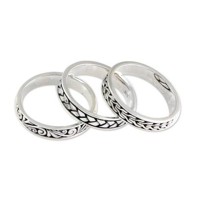 Alternate image for Mens Sterling Silver Stacking Rings Set of 3 Three Principles