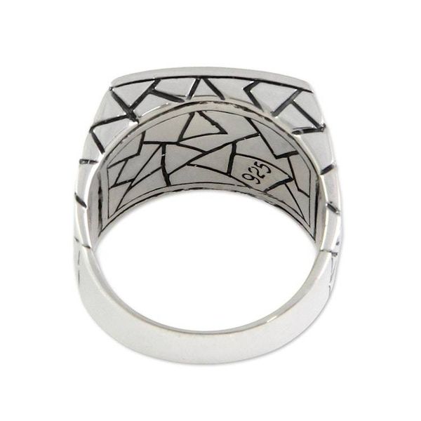 Alternate image for Mens Sterling Silver Signet Ring from Indonesia Sanskrit Om