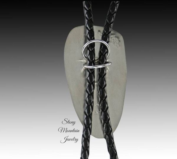 Alternate image for Handcrafted Boulder Opal Designer Bolo Tie, Unique Custom Wedding Bolo Tie, Modern One of a Kind Sterling Silver Bolo Ties for Men or Women
