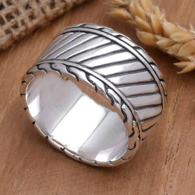 Primary image for Mens sterling silver ring Dragon Path