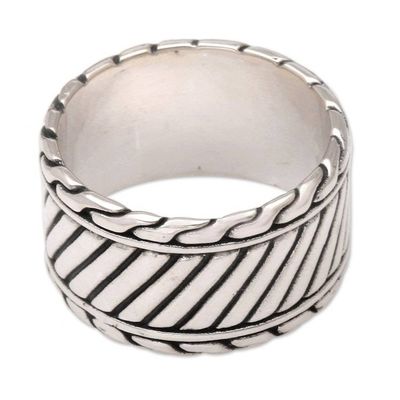 Alternate image for Mens sterling silver ring Dragon Path