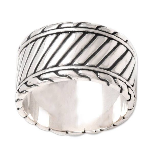 Alternate image for Mens sterling silver ring Dragon Path