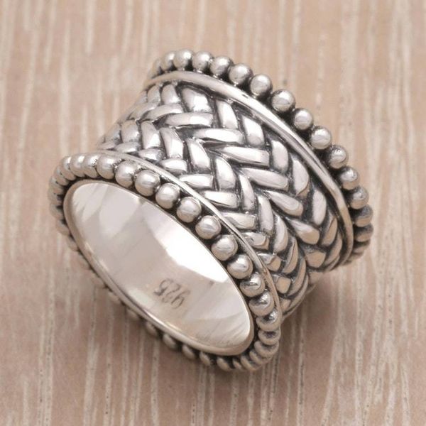 Alternate image for Hand Made Sterling Silver Band Ring Woven Wonder
