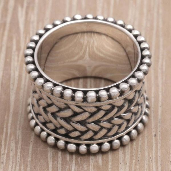Alternate image for Hand Made Sterling Silver Band Ring Woven Wonder