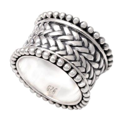 Alternate image for Hand Made Sterling Silver Band Ring Woven Wonder
