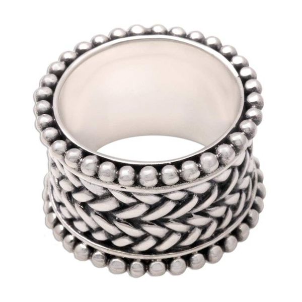 Alternate image for Hand Made Sterling Silver Band Ring Woven Wonder