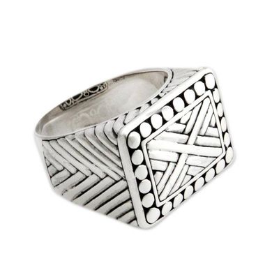 Alternate image for Mens Handcrafted Sterling Silver Signet Ring Ancient Fortress