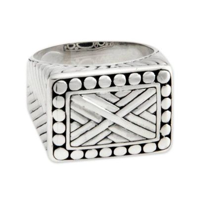 Alternate image for Mens Handcrafted Sterling Silver Signet Ring Ancient Fortress