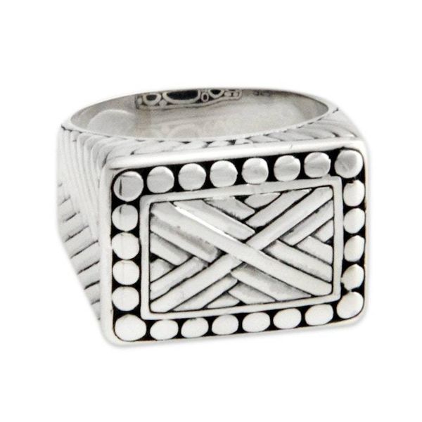 Alternate image for Mens Handcrafted Sterling Silver Signet Ring Ancient Fortress