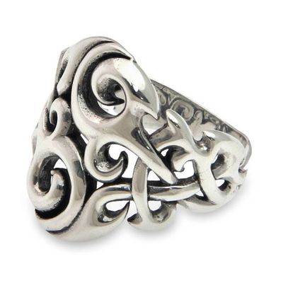 Alternate image for Sterling Silver Mens Ring Handmade in Bali Garden Labyrinth