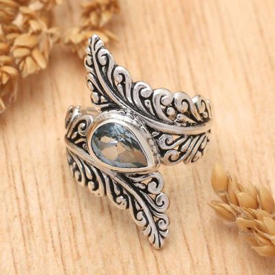 Primary image for Blue Topaz and Sterling Silver Fern Cocktail Ring from Bali Ferny Caress