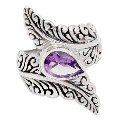 Alternate image for Amethyst and Sterling Silver Fern Cocktail Ring from Bali Ferny Caress