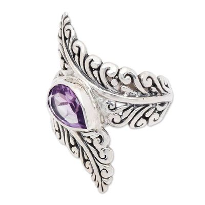 Alternate image for Amethyst and Sterling Silver Fern Cocktail Ring from Bali Ferny Caress