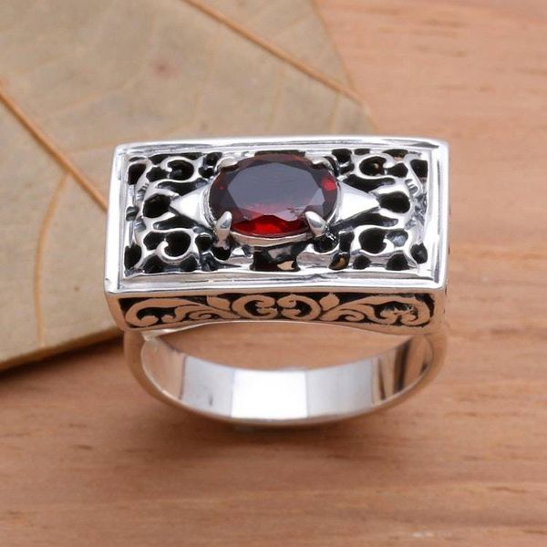 Alternate image for Sterling Silver and Garnet Ring Royal Coronation