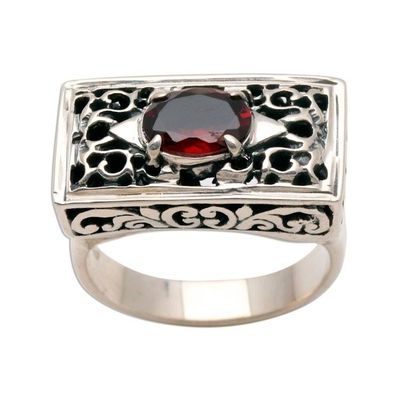 Alternate image for Sterling Silver and Garnet Ring Royal Coronation
