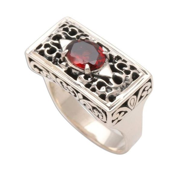 Alternate image for Sterling Silver and Garnet Ring Royal Coronation