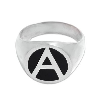 Alternate image for A Motif Sterling Silver Signet Ring Crafted in Bali Dark A