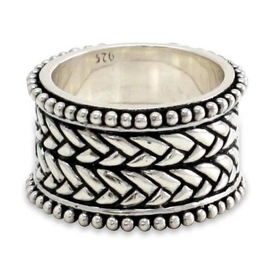 Primary image for Mens Unique Sterling Silver Band Ring Woven Wonder