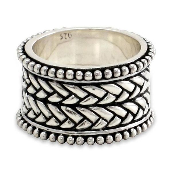 Alternate image for Mens Unique Sterling Silver Band Ring Woven Wonder
