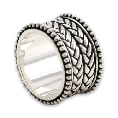 Alternate image for Mens Unique Sterling Silver Band Ring Woven Wonder