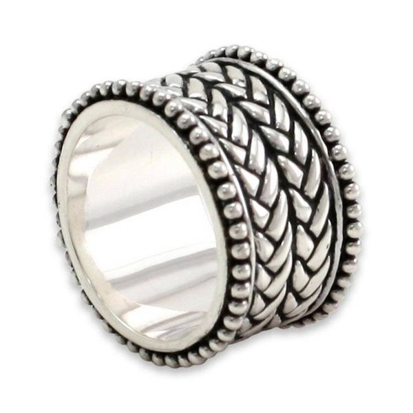 Alternate image for Mens Unique Sterling Silver Band Ring Woven Wonder