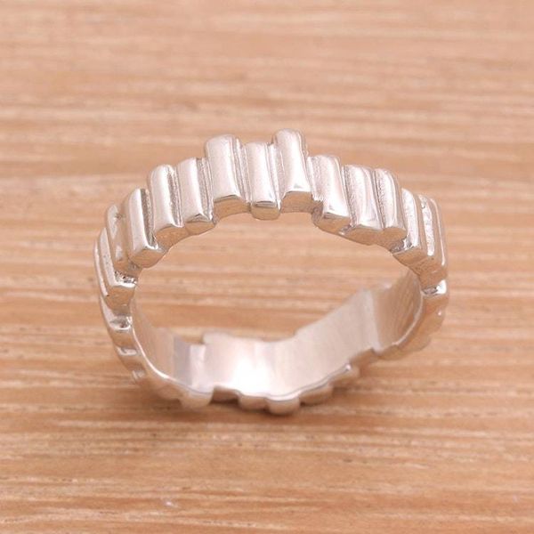 Alternate image for Javanese Sterling Silver High Polish Wavy Bar Band Ring Hallucination Bars