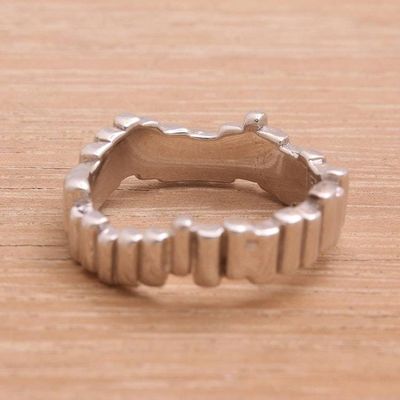 Alternate image for Javanese Sterling Silver High Polish Wavy Bar Band Ring Hallucination Bars