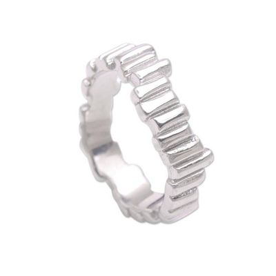 Alternate image for Javanese Sterling Silver High Polish Wavy Bar Band Ring Hallucination Bars