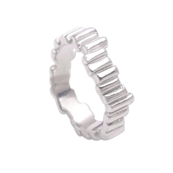 Alternate image for Javanese Sterling Silver High Polish Wavy Bar Band Ring Hallucination Bars