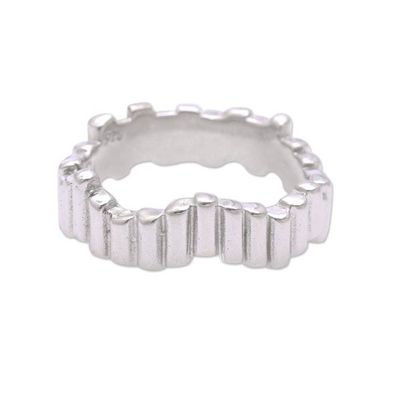 Alternate image for Javanese Sterling Silver High Polish Wavy Bar Band Ring Hallucination Bars