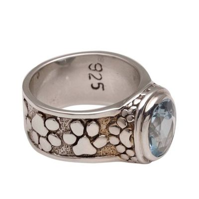 Primary image for Handmade 925 Sterling Silver Blue Topaz Cocktail Ring Puppy Patter