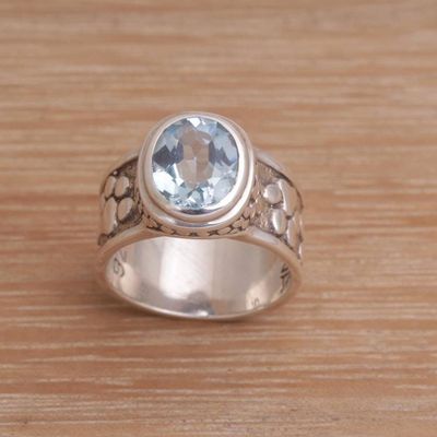 Alternate image for Handmade 925 Sterling Silver Blue Topaz Cocktail Ring Puppy Patter