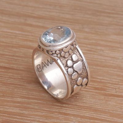 Alternate image for Handmade 925 Sterling Silver Blue Topaz Cocktail Ring Puppy Patter
