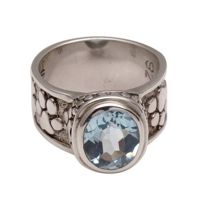 Alternate image for Handmade 925 Sterling Silver Blue Topaz Cocktail Ring Puppy Patter