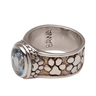 Alternate image for Handmade 925 Sterling Silver Blue Topaz Cocktail Ring Puppy Patter