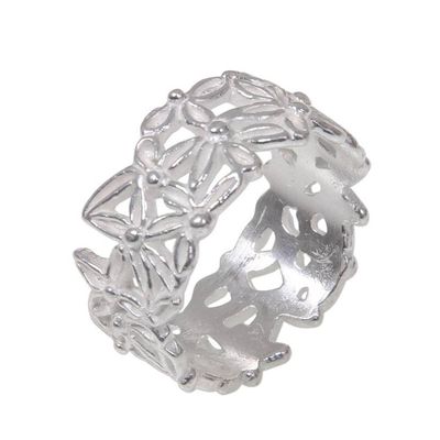 Alternate image for Artisan Crafted Sterling Silver Floral Ring from Bali Frangipani Circle